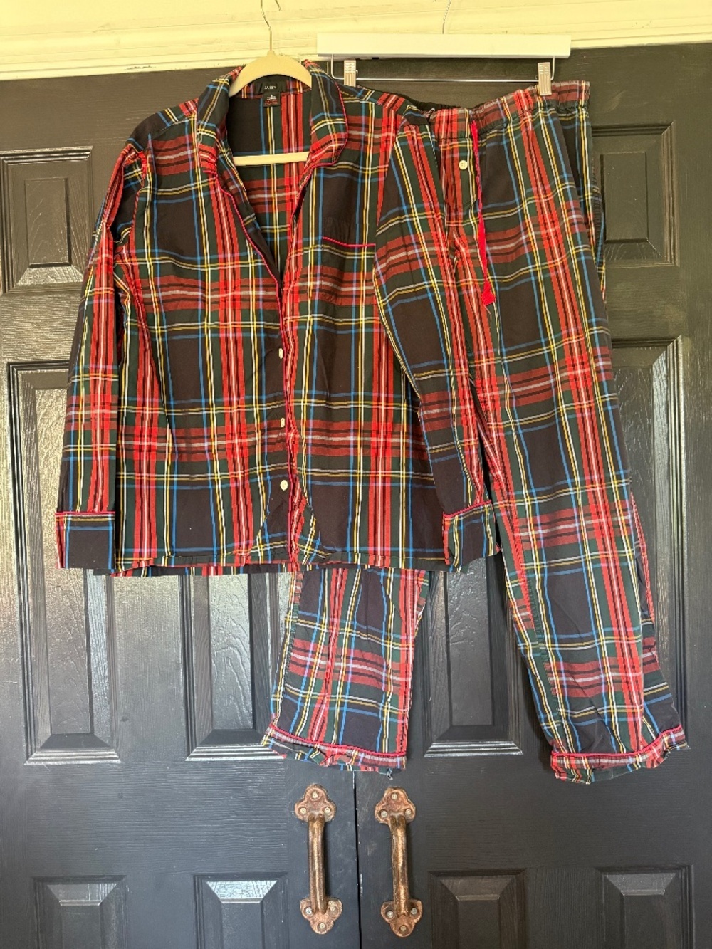 J crew Pajama Set Stewart tartan cotton poplin Sz Large